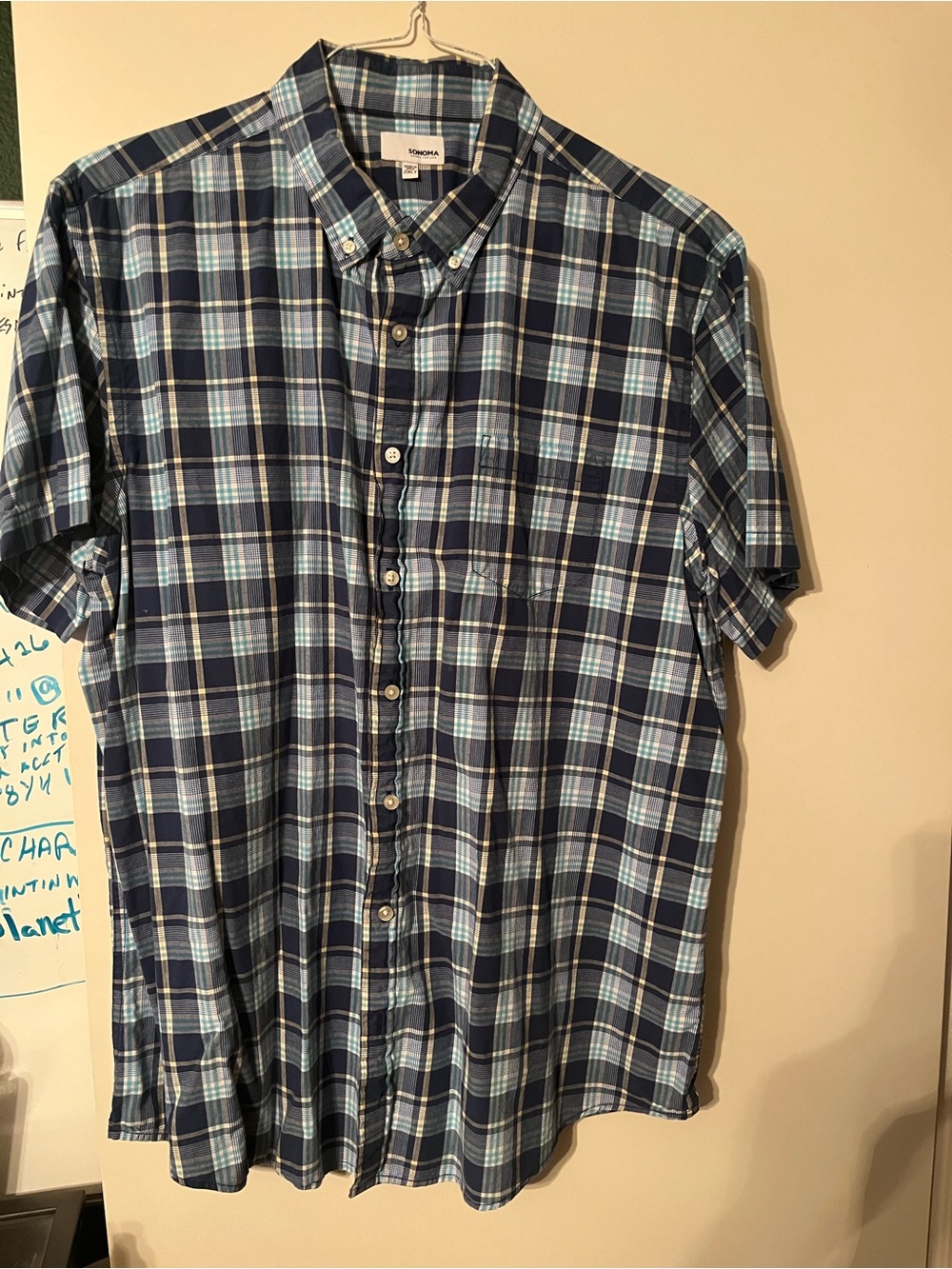 Men's Blue Plaid Short-Sleeve BDC XXLT